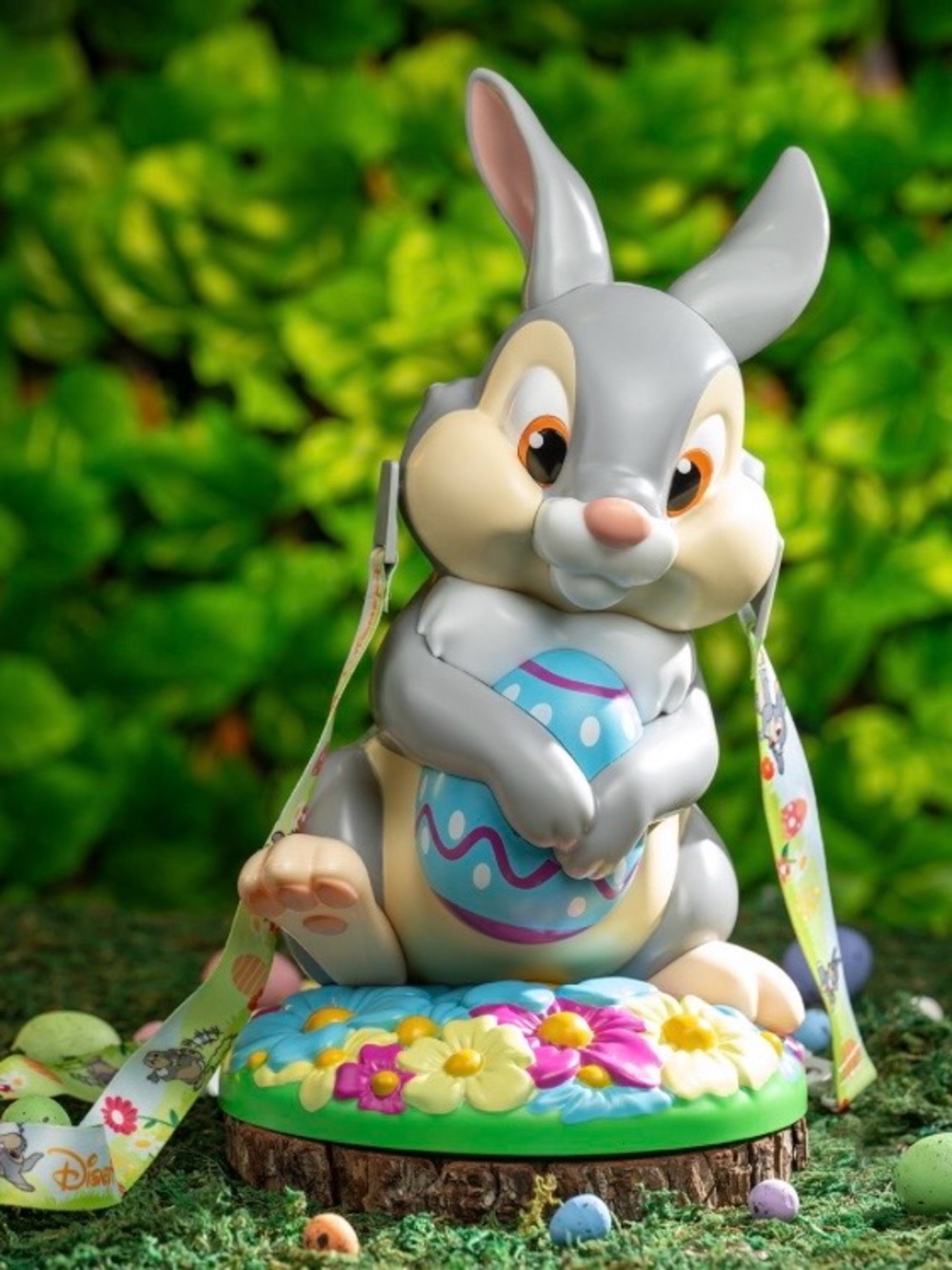 2025 Disney Gray Thumper Bunny Popcorn  Bucket with Pastel Egg and Floral Base